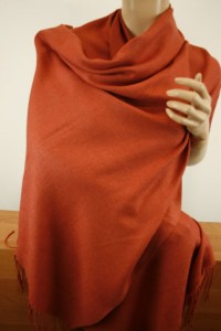 duży szal  z kaszmirem 70x185 cm /  ITALIA  012564 rudy