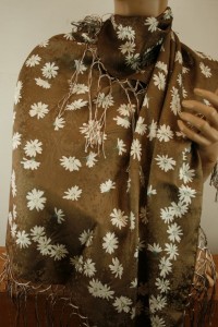  apaszka chustka jedwabna żakardowa z frędzlami  75x75 cm/ 003022