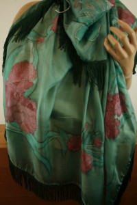 jedwabna apaszka z frędzlami  90x90 cm 0407804