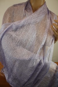 elegancki delikatny lekki szal 0094231 siatka  fiolet lila
