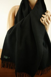 szal klasyczny szalik  100% wełna   0855954 czarny 40x180 cm 