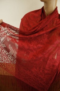 szal koronkowy 0038555 bordo