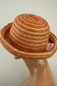 kapelusz słomka wenecka 733205 /  r.56-58 cm  beż z pomarańczem przecena