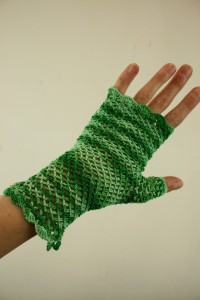rękawiczki na szydełku mitenki hand made  0517002 zieleń melanż