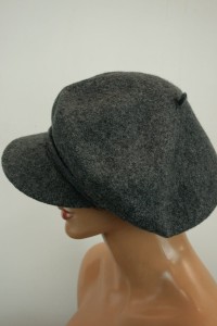 kaszkiet 100% wełna Beret z daszkiem wełniany 11,5 cali /  00570009 popiel melanż ciemna