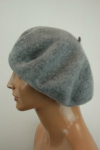 Beret wełniany 100% wełna new wool  11,5 cali /  00576595 popiel melanż