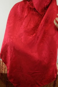  apaszka chustka jedwabna żakardowa z frędzlami  75x75 cm/ 0033000