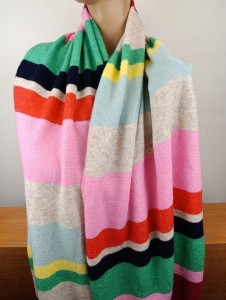 ciepły wełniany dzianinowy szal  mięsista dzianina  05404620 pasy