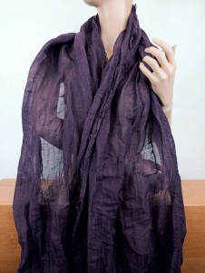 duży szal len naturalny bakłażan 215501 60x180 cm   