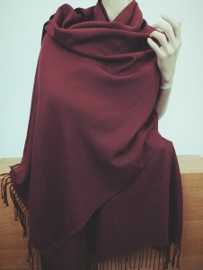 szal  gładki  cieplejszy  0411355 wełna z bawełną  bordo mjw