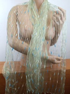 szal wizytowy lub na szyje apaszka  jedwabny mgiełka seledyn   1136330