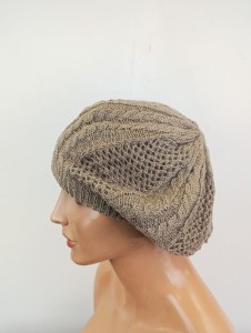 lekka czapka beret ażur rozm. uni / 00166112 beż