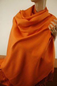 szal duży  cieplejszy pashmina z jedwabiwm 0057552    80x180 cm pomarańcz 