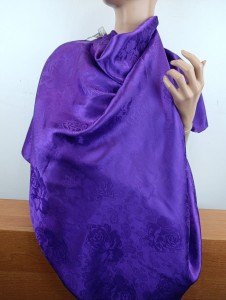 jedwabna duża  chusta  apaszka żakard  elegancka 100x100 cm 007655 fiolet