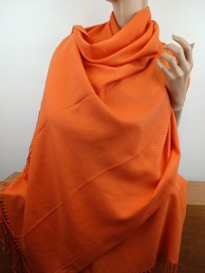 szal elegancki z kaszmirem 1458805 oranż pomarańcz 70x200 cm 