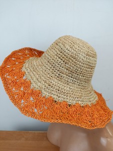 kapelusz do walizki rafia rozm. uniwersalny 54-60 cm  / 0205502  brzeg pomarańcz