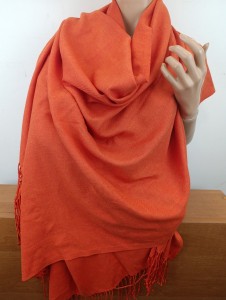 szal kaszmir z wełną PASHMINA 008199 / 75x200 cm oranż 