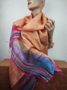 szal  jedwabny JW 008740  jedwab surowy mgiełka 80x200 cm 