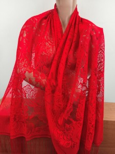 szal koronkowy lekki delikatny 00385920 czerwony