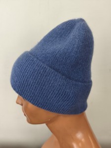 czapka wełniana z angorką     /   ADA  / 0715002 niebieski stonowany jeans