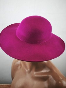 kapelusz filcowy amarantowy róż r.53-57 cm  wełna 0021081
