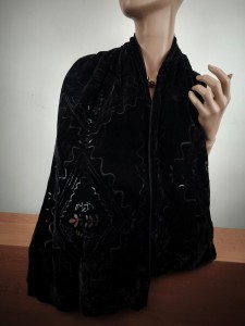 elegancki szalik  jedwab z welurem 08455004 czarny