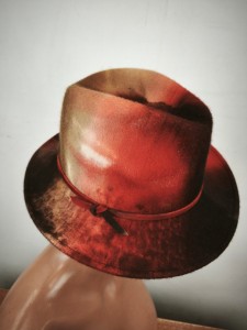 włoski kapelusz filcowy cieniowany filc  ITALIA COMPLIT  r.54-58 cm  / 1400506 rudy-beż-brąz 