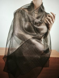 szal wieczorowy jedwabny mgiełka  czarno miedziany LD 005250 butikdominiki.pl 