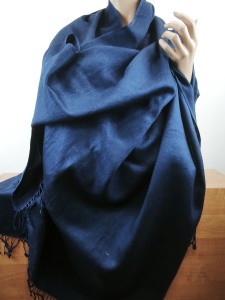  bardzo duża 50% wełna kaszmir 50% jedwab pashmina  90x200 cm / granat 0500443