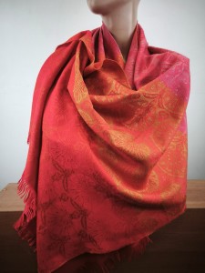 szal we wzory  JW 3802004 jedwab/wis/wełna  mięsisty 