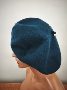 Beret duża średnica 12 cali 100% wełna 14602 morski butikdominiki.pl 