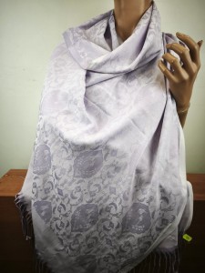 szal jedwabny żakardowy mięsisty 004586996 lejący duży 