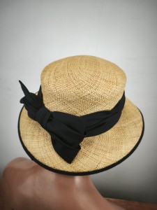 elegancki kapelusz słomka naturalna rozm. 53-57,5 cm  /  lekki / 0386022 beż granat