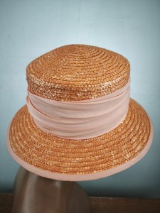 kapelusz słomkowy  r.54-58 cm  / 066250 słomka wenecka do walizki SEEBERGER pomarańcz