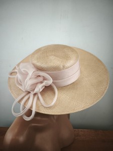 elegancki kapelusz sizalowy lekki słomka nat. 0012762 /  r.53-57 łosoś kolor