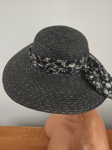 kapelusz słomka wenecka r.53-56 cm / 066704 antracyt czarny 