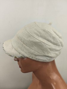 kaszkiet len naturalny r.52-53 cm /   0502660 na podszewce z bawełny