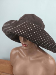 kapelusz len naturalny 2-stronny duże rondo  r.58-60 cm / len RB/ 0802017 