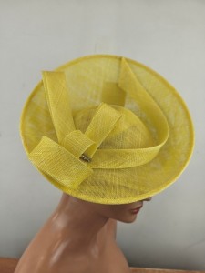 angielski ekskluzywny  pół kapelusz  fascynator elegancki / 0744191 żółty
