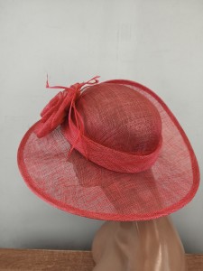 elegancki kapelusz wizytowy  słomka sinamay sizal LD ITALIA  / r.53-58 cm / 005871 koralowy