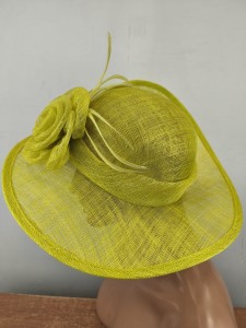 elegancki kapelusz wizytowy  słomka sinamay sizal LD ITALIA  / r.53-58 cm / 005873 kanarek żółty limonka