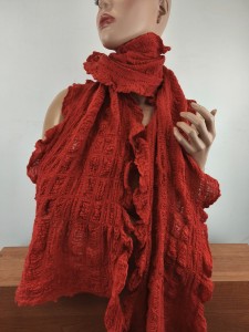  szal wełniany  strukturalny 100% wełna 270x180 cm /  GNC  ITALIA 0056904 rudy