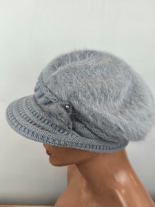 kaszkiet - wełna ocieplany  z angorką  rozm. 52-58 cm / CELIA  0019023 jasna popiel