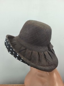 ultra lekki kapelusz do walizki słomka naturalna rafia   ITALIA  GIANNA  / 0074906 /   r.55-59 cm / brązo grafit , groszki