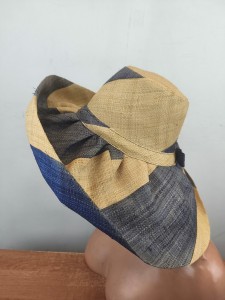 ultra lekki kapelusz do walizki słomka naturalna rafia ITALIA GIANNA  / 0074915 /   r.54-59 cm / beż granat