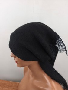 chustka  na głowę i apaszka wełniana  wełenka moherek  /  082045 czarna