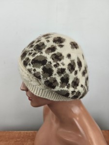 beret wełniany na listwie  0955401  rozm. 53-58 cm beż brąz 