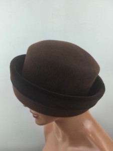 kapelusz toczek damski sierść od modniarki r.55-57 cm / 0478423 hand made brąz