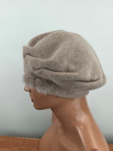 beret z dzianiny i kaszmirem r.uni  CLARA 08455504 /  beż capuccino kamienny