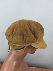 czapka kaszkiet skóra naturalna na podbiciu z futra r.55-57 / 00965  5